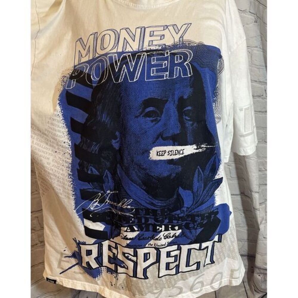 Contender Streetwear‎ Money Power Respect Short Sleeve T-Shirt Big 4XL White Y2K